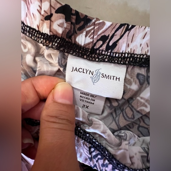 Jaclyn Smith Skirt Womens 2X Plus Brown Black Flare Lined Animal Print Side - Picture 7 of 15